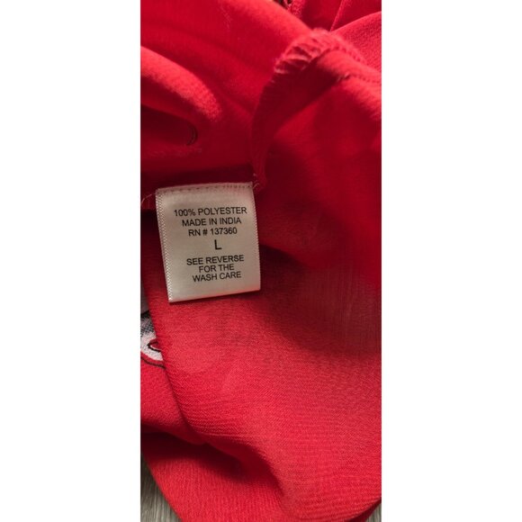 Live 4 Truth Red Floral Off Shoulder Peasant Blouse Bell Sleeve Boho Top L - Picture 6 of 10